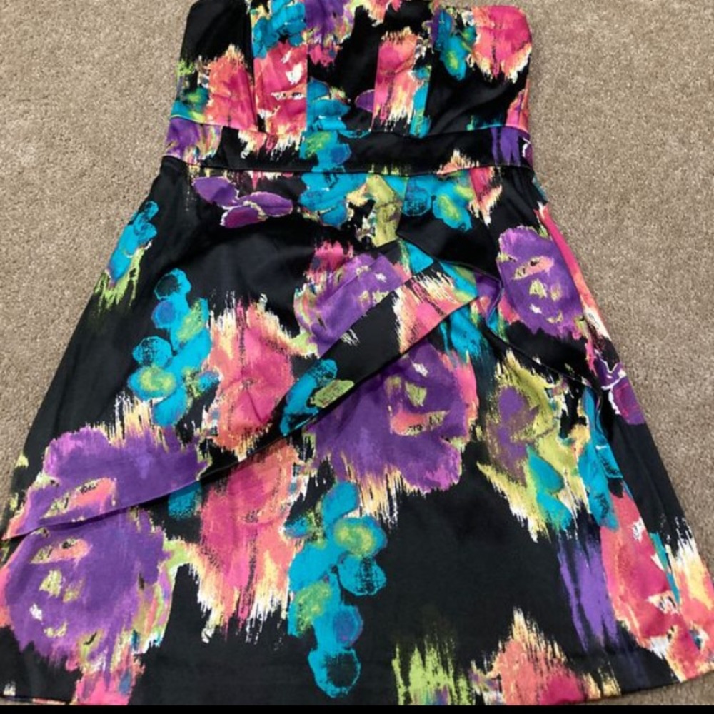 Colorful/ black floral cocktail dress- size 5